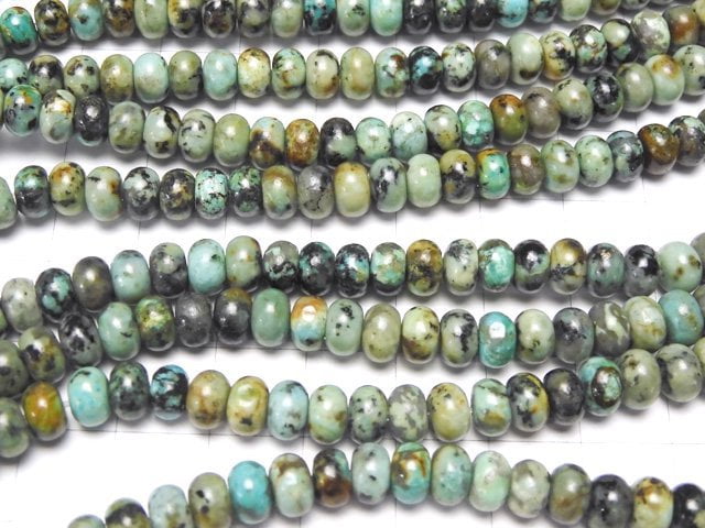 [Video] African Turquoise Roundel 6x6x4mm half or 1strand beads (aprx.15inch / 38cm)