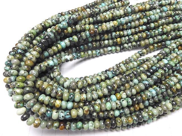 [Video] African Turquoise Rondelle 6x6x4mm half or 1strand beads (aprx.15inch / 38cm)