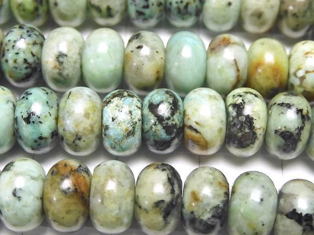 [Video] African Turquoise Rondelle 8x8x5mm half or 1strand beads (aprx.15inch / 38cm)