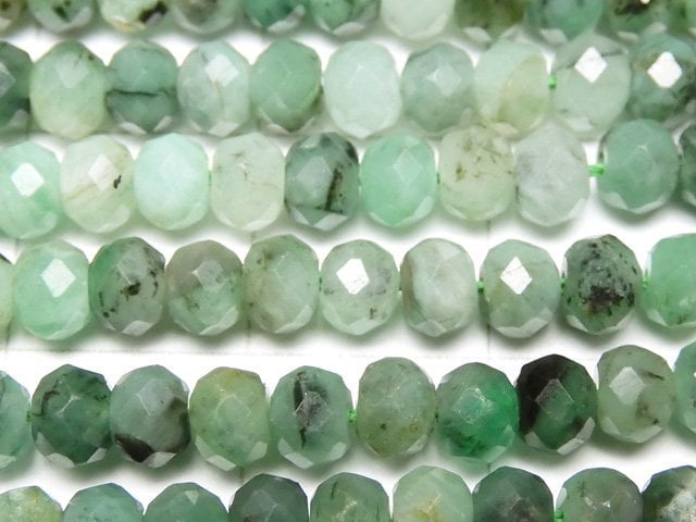 [Video] High Quality! Brazil Emerald AA++ Faceted Button Rondelle 4x4x3mm half or 1strand beads (aprx.12inch / 30cm)