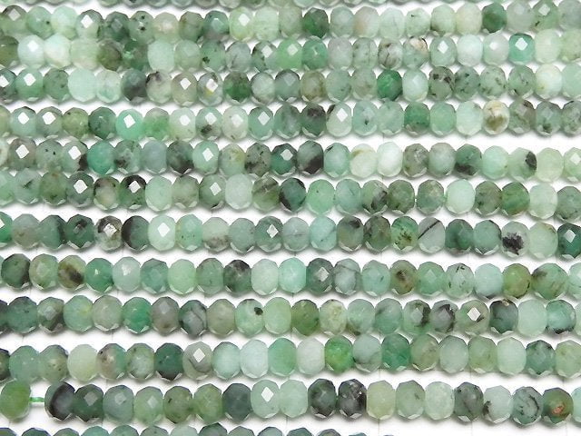 [Video] High Quality! Brazil Emerald AA++ Faceted Button Roundel 4x4x3mm half or 1strand beads (aprx.12inch / 30cm)