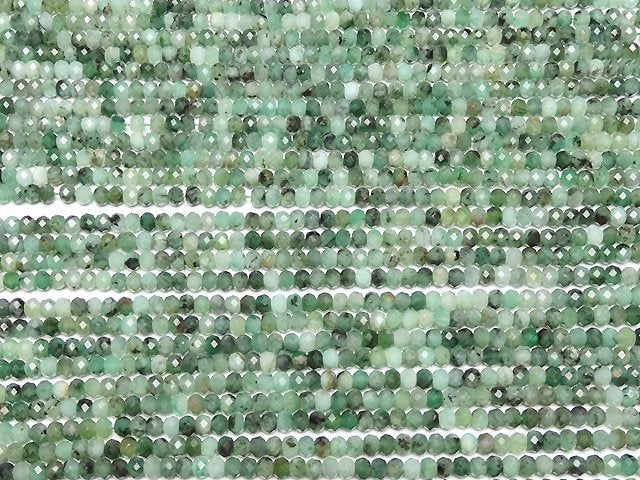 [Video] High Quality! Brazil Emerald AA++ Faceted Button Rondelle 4x4x3mm half or 1strand beads (aprx.12inch / 30cm)