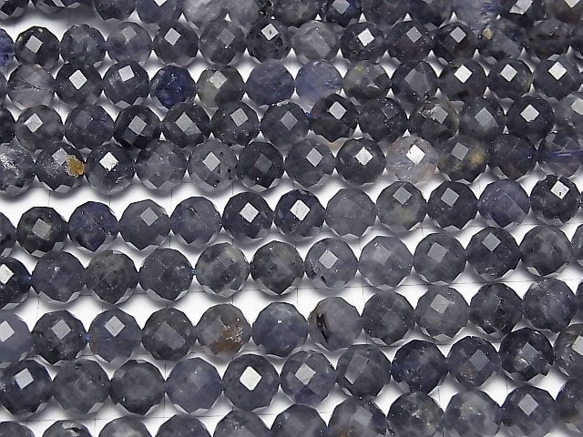 [Video] High Quality! Iolite AA 64Faceted Round 8mm half or 1strand beads (aprx.15inch / 37cm)