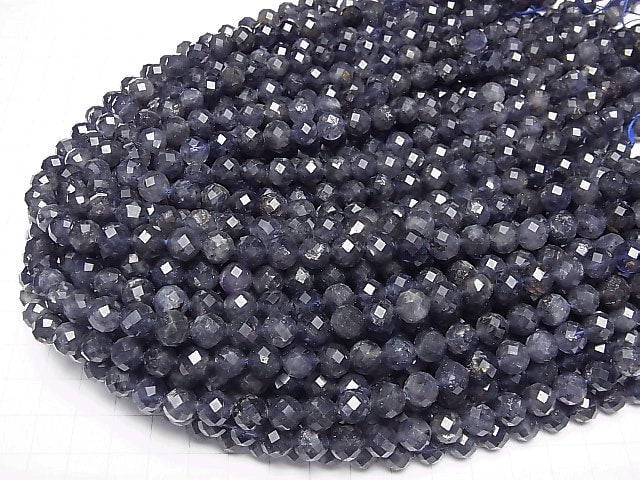 [Video] High Quality! Iolite AA 64Faceted Round 8mm half or 1strand beads (aprx.15inch / 37cm)