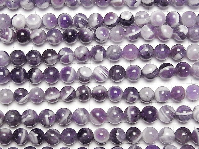 Streifen-Amethyst Rund 8mm 1Strang Perlen (ca. 15 Zoll / 36 cm)