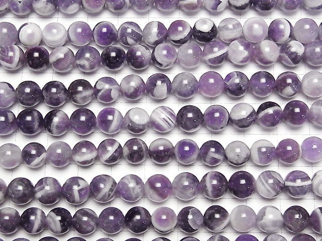 [Video] Stripe Amethyst Round 8mm 1strand beads (aprx.15inch / 36cm)