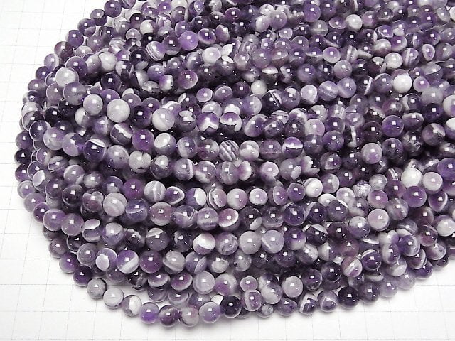 Streifen-Amethyst Rund 8mm 1Strang Perlen (ca. 15 Zoll / 36 cm)