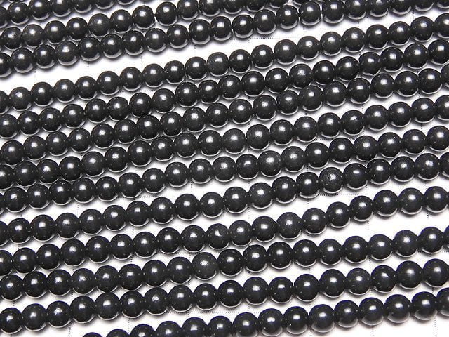 [Video] Russia Shungite AAA Round 4mm 1strand beads (aprx.15inch / 38cm)