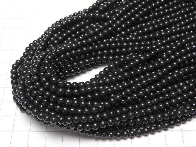 [Video] Russia Shungite AAA Round 4mm 1strand beads (aprx.15inch / 38cm)