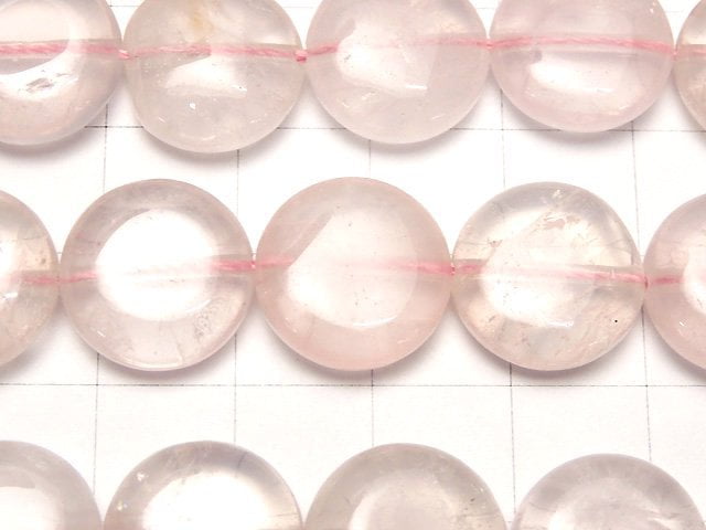 [Video] Rose Quartz AA++ Coin 14x14x5mm 1strand beads (aprx.14inch / 35cm)