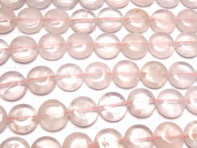 [Video] Rose Quartz AA++ Coin 14x14x5mm 1strand beads (aprx.14inch / 35cm)