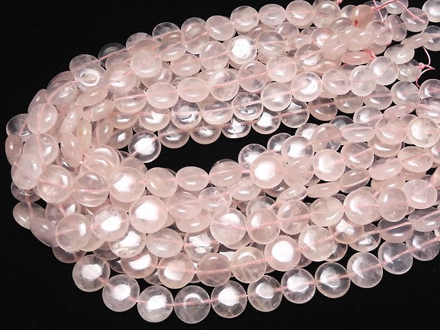 [Video] Rose Quartz AA++ Coin 14x14x5mm 1strand beads (aprx.14inch / 35cm)