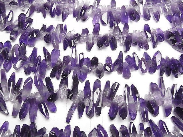 [Video] Striped Amethyst AA++ Faceted Nugget Top Side Drilled Hole half or 1strand beads (aprx.15inch/37cm)