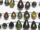 [Video]High Quality Ethiopian Black Opal AAA Drop (Smooth) 1strand beads (aprx.7inch/18cm)