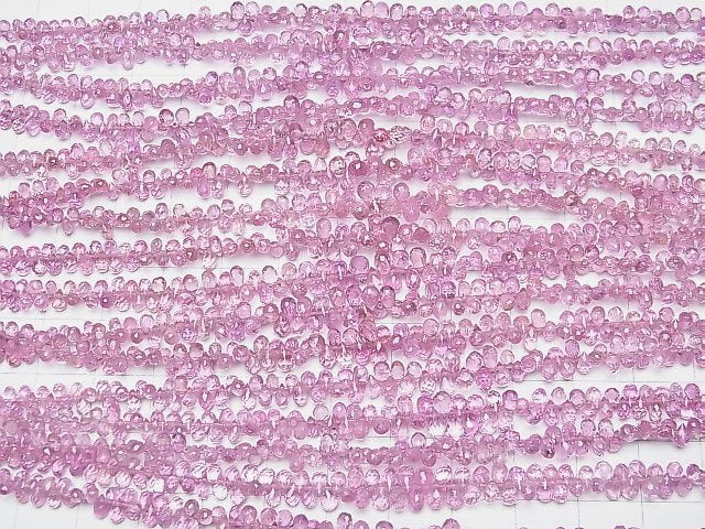 [Video] High Quality Pink Sapphire AAA Small Size Drop Faceted Briolette 1/4 or 1strand beads (aprx.6inch / 16cm)