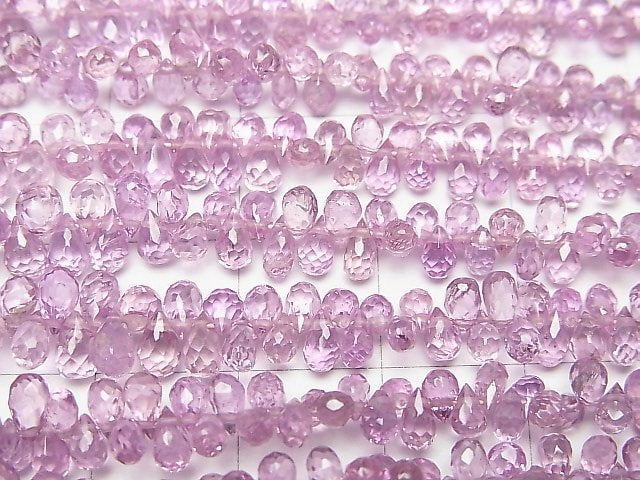 [Video] High Quality Pink Sapphire AAA Small Size Drop Faceted Briolette 1/4 or 1strand beads (aprx.6inch / 16cm)