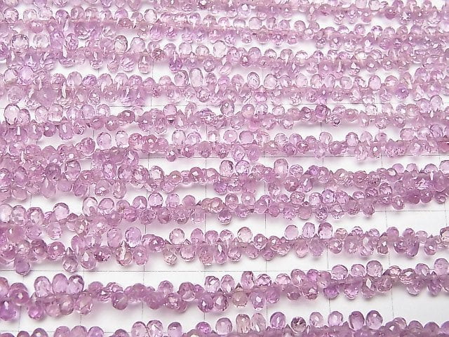 [Video] High Quality Pink Sapphire AAA Small Size Drop Faceted Briolette 1/4 or 1strand beads (aprx.6inch / 16cm)