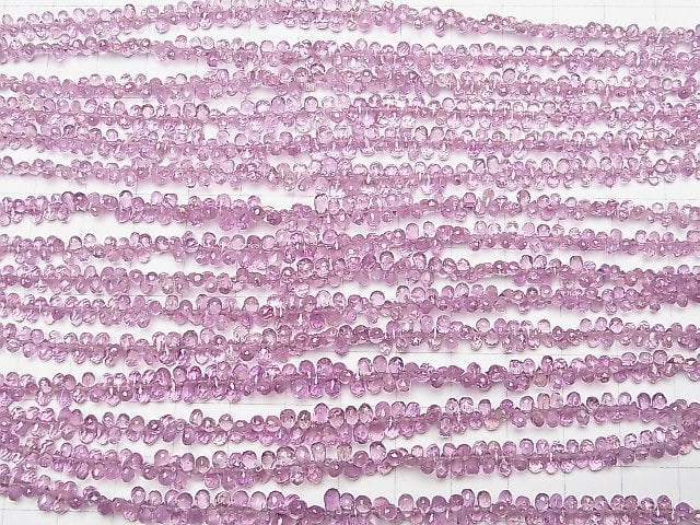 [Video] High Quality Pink Sapphire AAA Small Size Drop Faceted Briolette 1/4 or 1strand beads (aprx.6inch / 16cm)