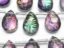 [Video] Doublet Crystal AAA Pear Shape Faceted Briolette Black Rainbow Color 1strand (12pcs)