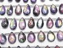 [Video] Doublet Crystal AAA Pear Shape Faceted Briolette Black Rainbow Color 1strand (12pcs)