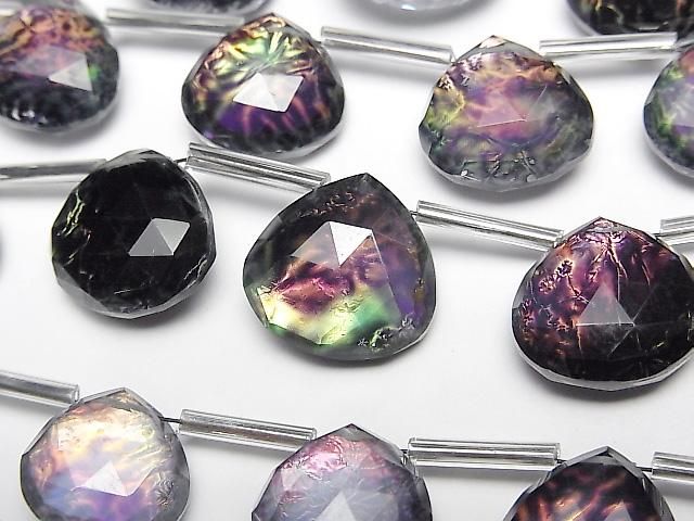 [Video] Doublet Crystal AAA Chestnut Faceted Briolette Black Rainbow Color 1 Strand (12pcs)