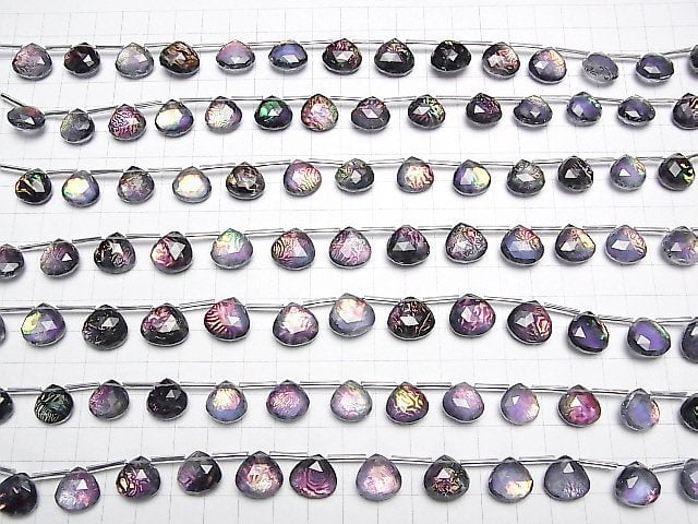[Video] Triplet Crystal AAA Chestnut Faceted Briolette Black Rainbow Color 1strand (13pcs)