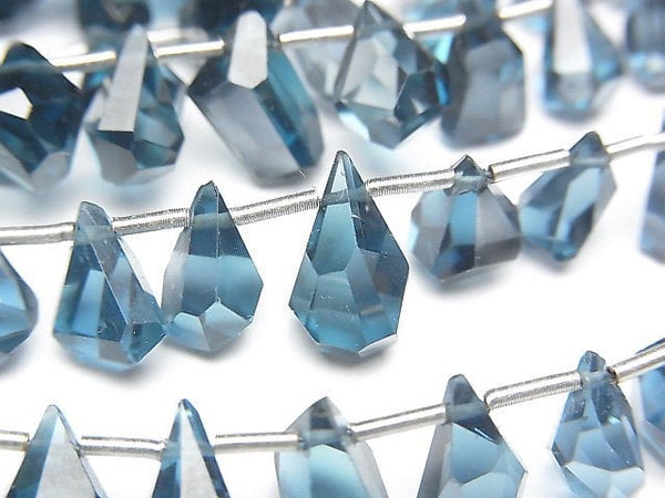 [Video] High Quality London Blue Topaz AAA Rough Drop Faceted Briolette half or 1strand beads (aprx.5inch / 13cm)