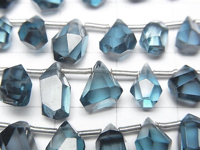 [Video] High Quality London Blue Topaz AAA Rough Drop Faceted Briolette half or 1strand beads (aprx.5inch / 13cm)