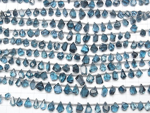 [Video] High Quality London Blue Topaz AAA Rough Drop Faceted Briolette half or 1strand beads (aprx.5inch / 13cm)