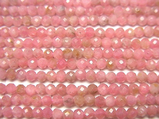 [Video] High Quality! Rhodonite AA++ Faceted Round 2mm 1strand beads (aprx.15inch / 36cm)