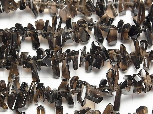 [Video]Smoky Quartz AAA- Faceted Nugget Top Side Drilled Hole half or 1strand beads (aprx.15inch/37cm)