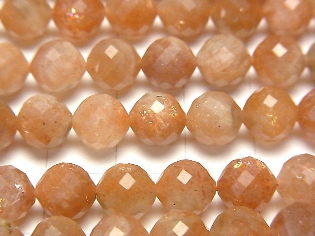 [Video] High Quality! Sunstone AA++ Faceted Round 8mm half or 1strand beads (aprx.15inch / 36cm)