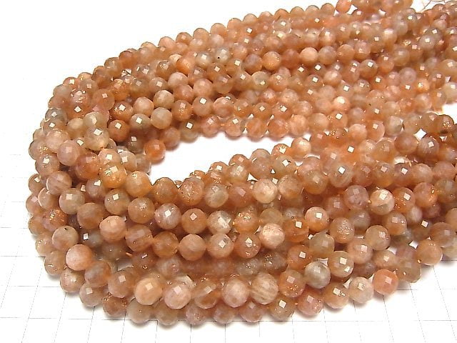 [Video] High Quality! Sunstone AA++ Faceted Round 8mm half or 1strand beads (aprx.15inch / 36cm)