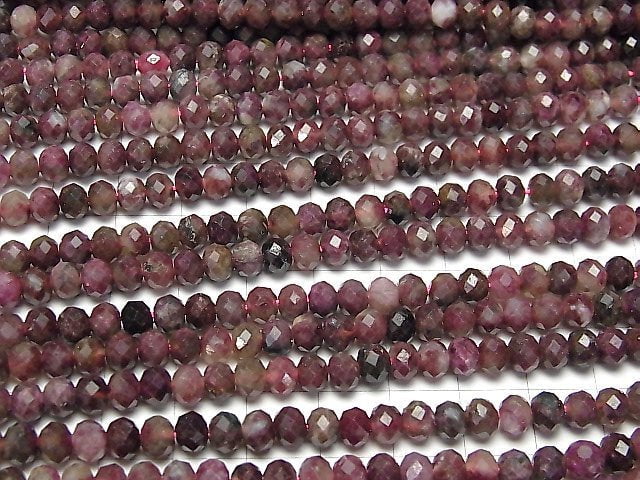 [Video] Pink Tourmaline AA Faceted Button Roundel 5.5x5.5x4mm half or 1strand beads (aprx.15inch / 37cm)