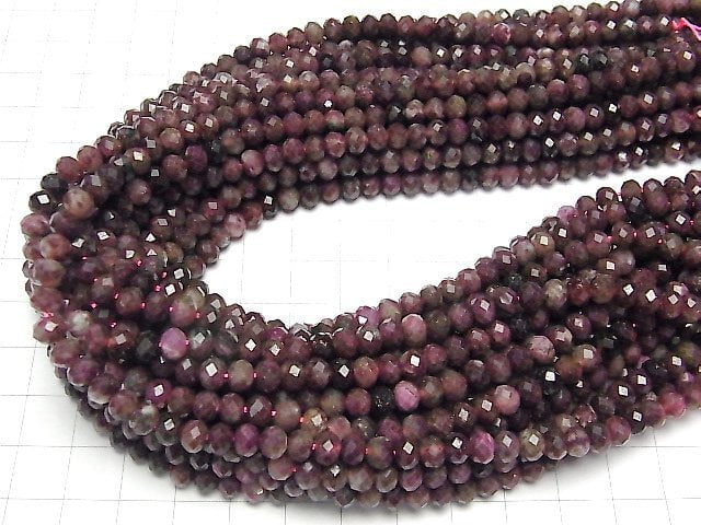 [Video] Pink Tourmaline AA Faceted Button Roundel 5.5x5.5x4mm half or 1strand beads (aprx.15inch / 37cm)