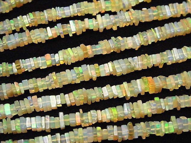 [Video] Ethiopia Opal AA++ Square Roundel (Disc) 1strand beads (aprx.16inch/40cm)