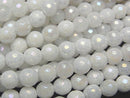 [Video] White Jade 128 Faceted Round 6mm Coated 1strand beads (aprx.15inch/36cm)