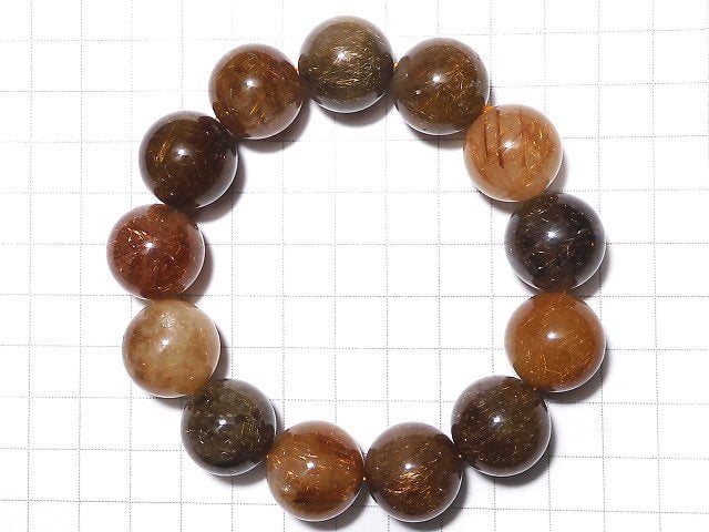 [Video] [One of a kind] Multicolor Rutilated Quartz AAA Round 18mm Bracelet NO.317