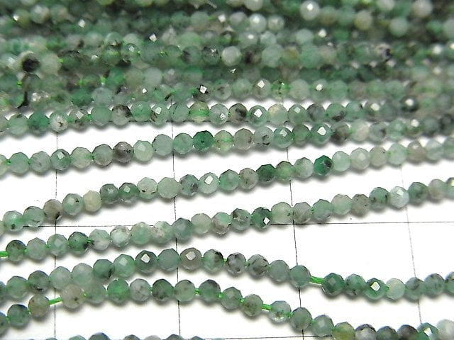 [Video] High Quality! Brazil Emerald AA+ Faceted Round 2mm 1strand beads (aprx.15inch / 37cm)