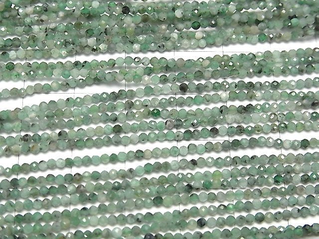 [Video] High Quality! Brazil Emerald AA+ Faceted Round 2mm 1strand beads (aprx.15inch / 37cm)