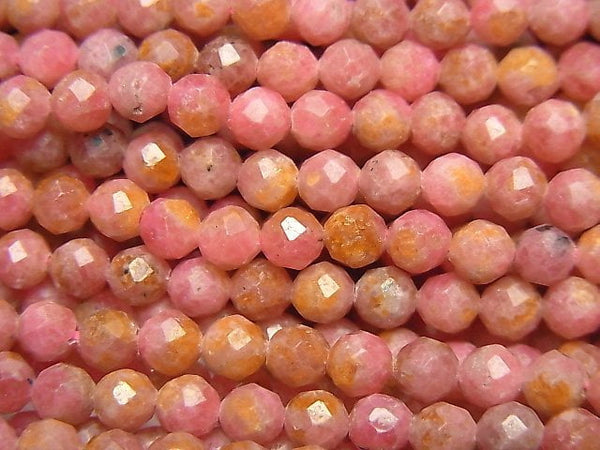 Faceted Round, Rhodonite Gemstone Beads