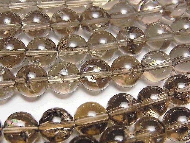 煙晶彩虹石英 AAA 級圓形 8 毫米 [淺色] 半串或 1 串珠子（約 15 英寸/36 厘米）