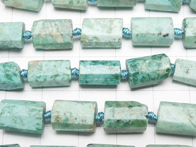 [Video] Peru Chrysocolla AA+ Rough Tube-Faceted Nugget 1strand beads (aprx.17inch / 41cm)