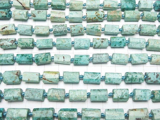 [Video] Peru Chrysocolla AA+ Rough Tube -Faceted Nugget 1strand beads (aprx.15inch/38cm)