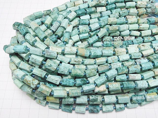 [Video] Peru Chrysocolla AA+ Rough Tube-Faceted Nugget 1strand beads (aprx.17inch / 41cm)