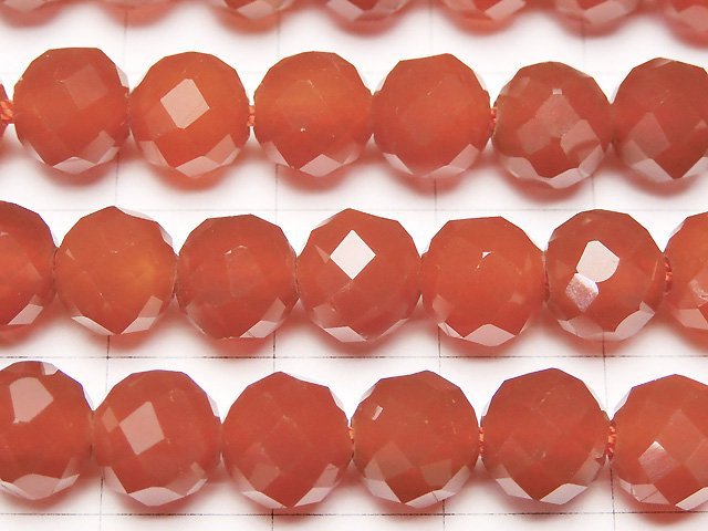 [Video] High Quality! Red Agate AAA 64Faceted Round 8mm [2mm hole] 1strand beads (aprx.15inch / 36cm)