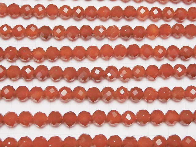 [Video] High Quality! Red Agate AAA 64Faceted Round 8mm [2mm hole] 1strand beads (aprx.15inch / 36cm)