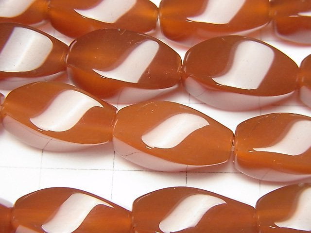 [Video]Carnelian AAA 4Faceted Twist Faceted Rice 16x8x8mm 1strand beads (aprx.15inch/37cm)