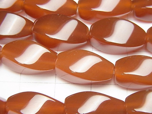 [Video]Carnelian AAA 4Faceted Twist Faceted Rice 16x8x8mm 1strand beads (aprx.15inch/37cm)