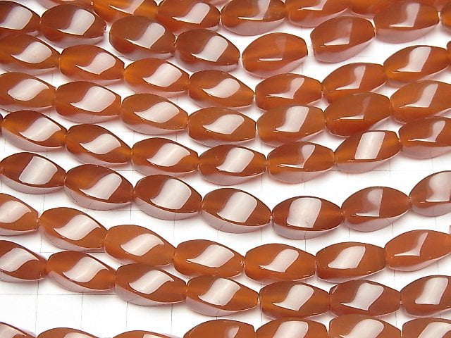 [Video]Carnelian AAA 4Faceted Twist Faceted Rice 16x8x8mm 1strand beads (aprx.15inch/37cm)